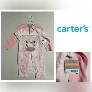 🆕CARTER’S - 12M - NWT - INFANT GIRLS 3PC PINK ZEBRA SET